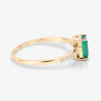 Zambian Emerald Ring With Diamonds 0.56 Carats 14K Yellow Gold