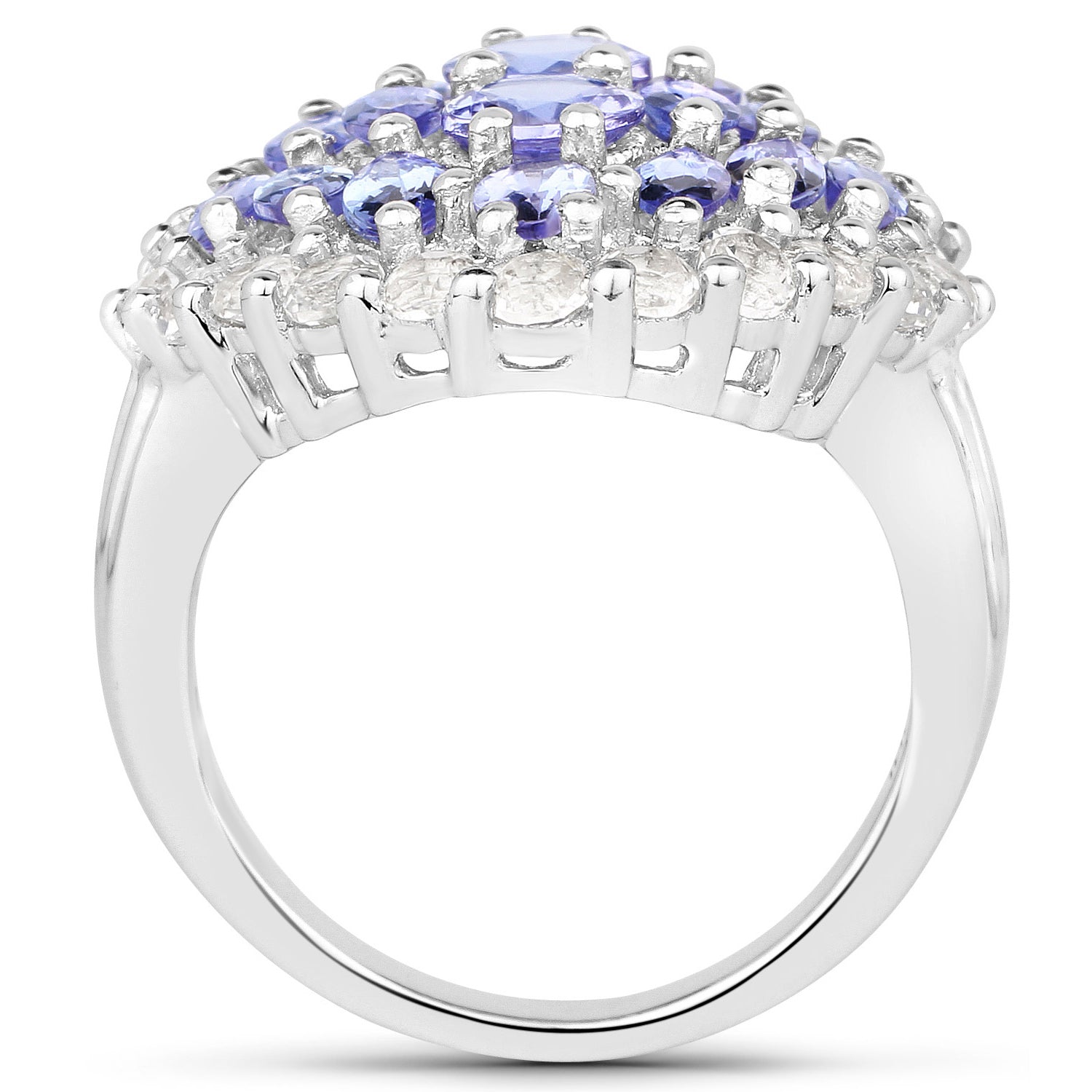 Tanzanite Ring With White Topaz 4.64 Carats Sterling Silver