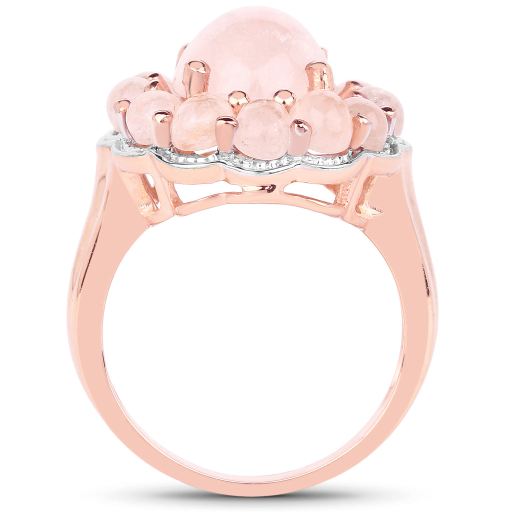 Morganite Flower Ring 6.72 Carats Gold Plated Silver