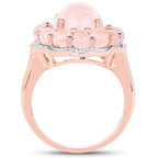 Morganite Flower Ring 6.72 Carats Gold Plated Silver