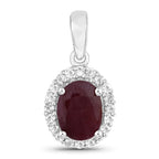 Ruby Pendant With White Topaz 2.02 Carats Sterling Silver