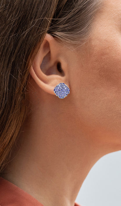 Tanzanite Cluster Stud Earrings 3.12 Carats Sterling Silver