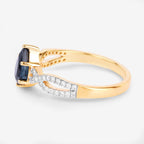 Blue Sapphire Ring With Diamonds 1.1 Carats 14K Yellow Gold
