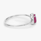Ruby Ring With Diamonds 0.54 Carats 14K White Gold