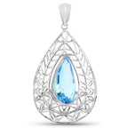 Swiss Blue Topaz Pendant 7.18 Carats Sterling Silver