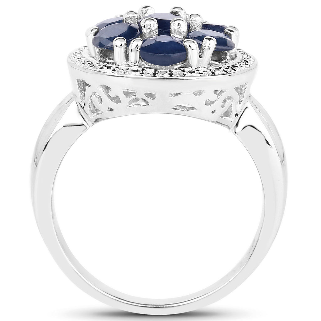 Blue Sapphire Ring 2.08 Carats Sterling Silver