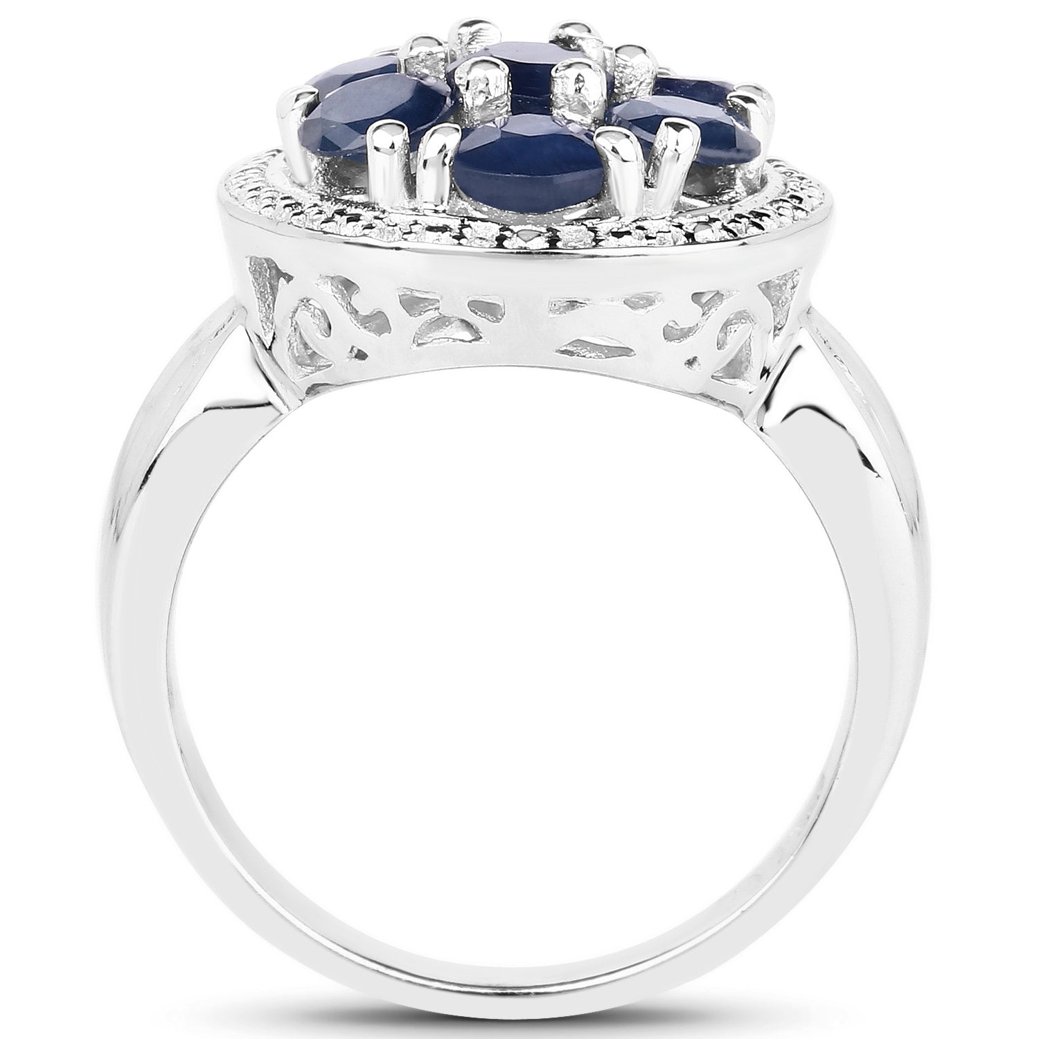 Blue Sapphire Ring 2.08 Carats Sterling Silver