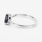 Blue Sapphire Ring With Diamonds 0.82 Carats 14K White Gold