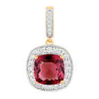 Pink Tourmaline Pendant With Diamonds 2.36 Carats 14K Yellow Gold