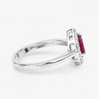 Ruby Ring With Diamonds 0.86 Carats 14K White Gold
