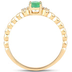 Zambian Emerald Ring With Diamonds 0.23 Carats 10K Yellow Gold