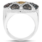 Multicolor Diamond Ring 0.54 Carats Sterling Silver