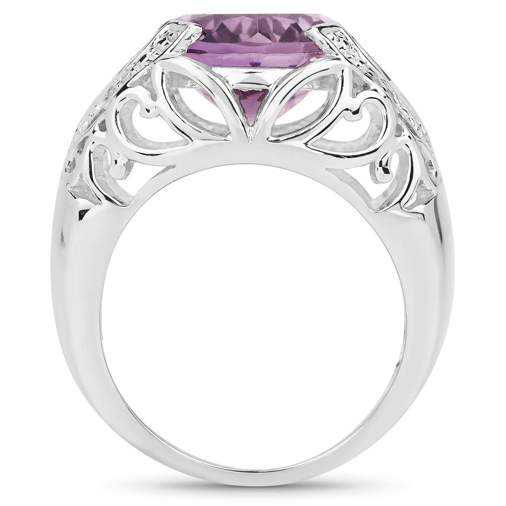Amethyst Ring With White Topaz 8.2 Carats Sterling Silver