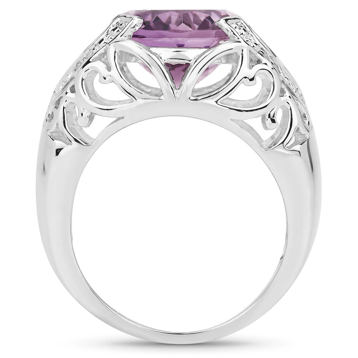 Amethyst Ring With White Topaz 8.2 Carats Sterling Silver