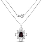 Garnet Flower Pendant 7.98 Carats Sterling Silver