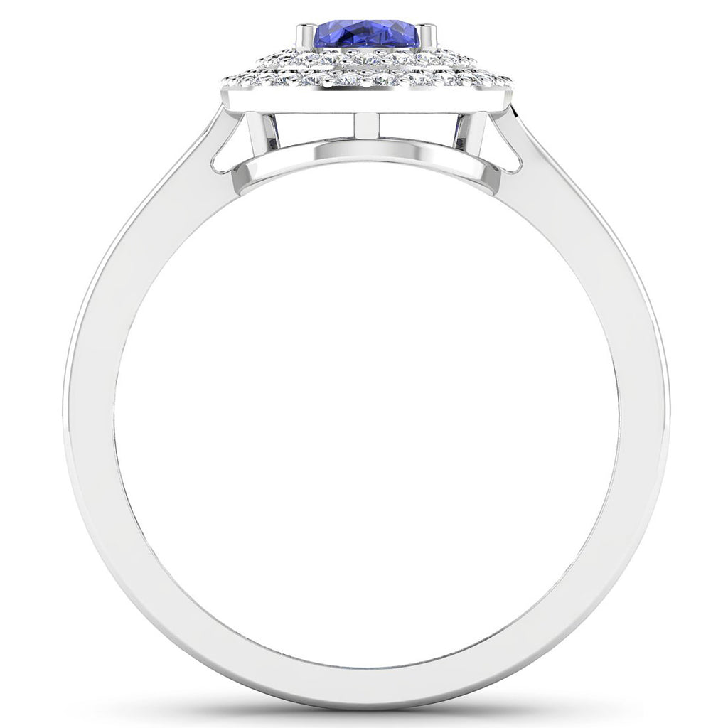 Tanzanite Ring With Diamonds 0.88 Carats 14K White Gold