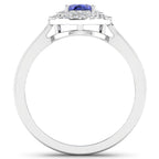 Tanzanite Ring With Diamonds 0.88 Carats 14K White Gold