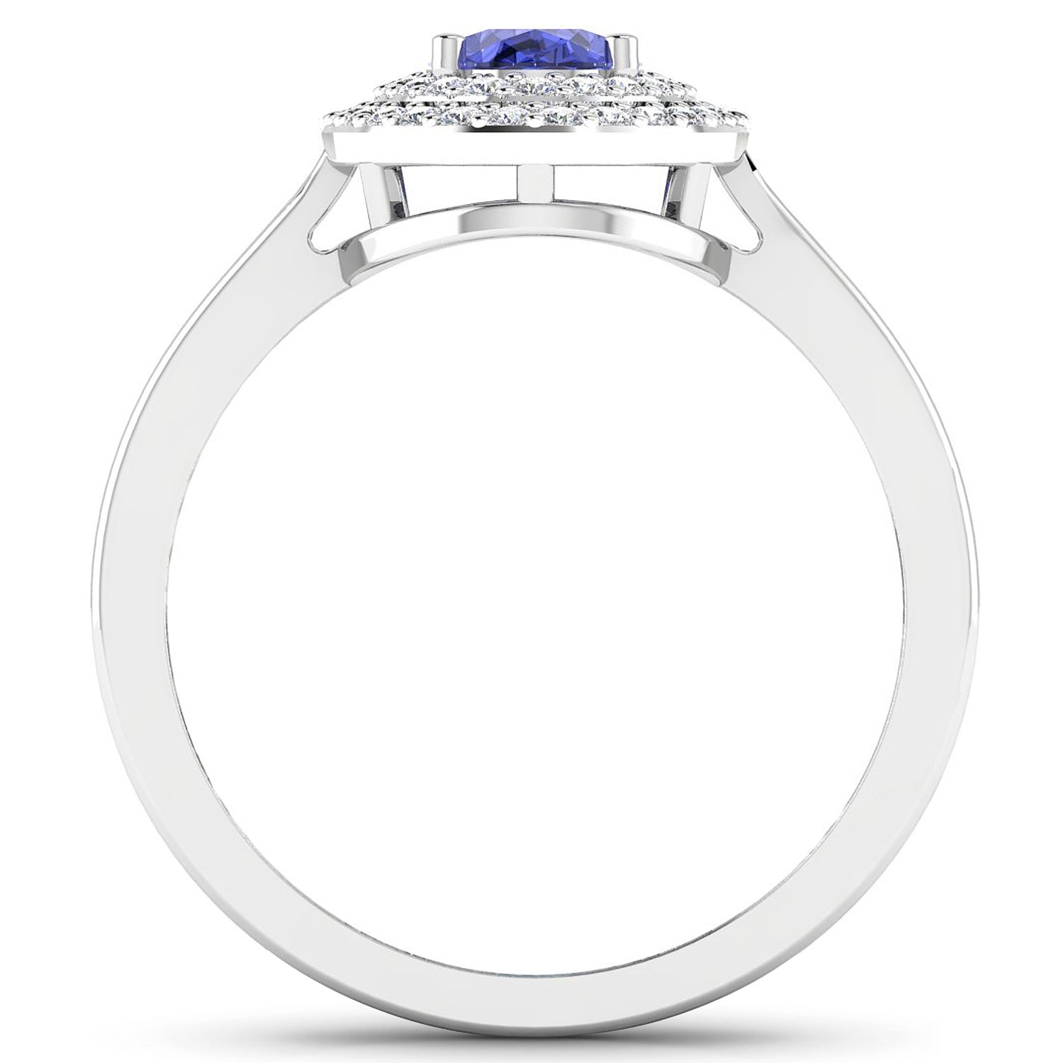 Tanzanite Ring With Diamonds 0.88 Carats 14K White Gold