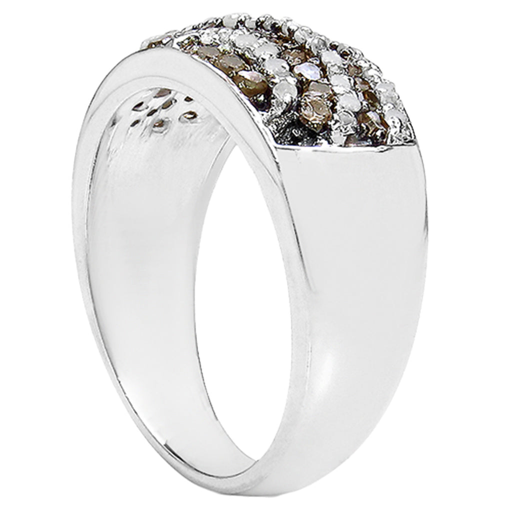 Multicolor Diamond Ring 0.6 Carats Sterling Silver