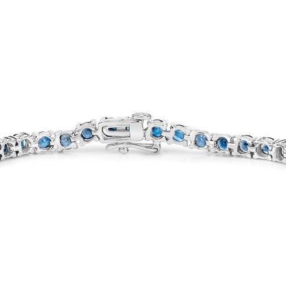 Blue Sapphire Tennis Bracelet 12 Carats Sterling Silver