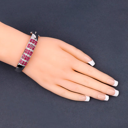Ruby Bracelet With White Topaz 6.62 Carats Sterling Silver