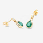 Zambian Emerald Earrings With Diamonds 1.32 Carats 10K Yellow Gold