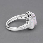 Ethiopian Opal Ring With Diamonds 1.8 Carats 14K White Gold