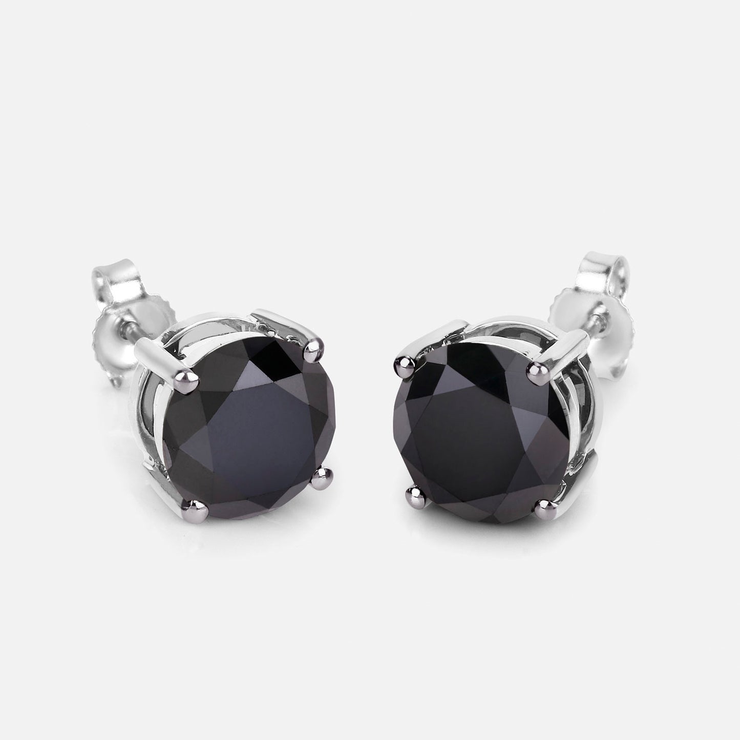 Black Diamond Earrings 3.46 Carats 14K White Gold