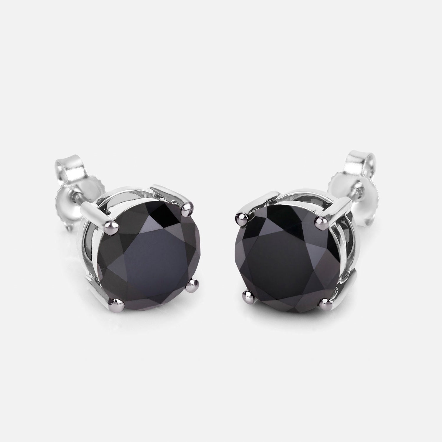 Black Diamond Earrings 3.46 Carats 14K White Gold