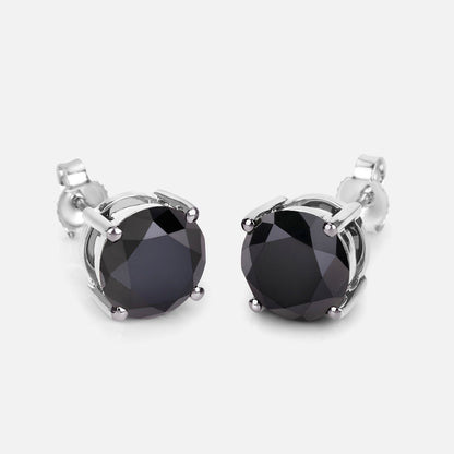 Black Diamond Earrings 3.46 Carats 14K White Gold