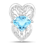 Swiss Blue Topaz Pendant 4.64 Carats Sterling Silver