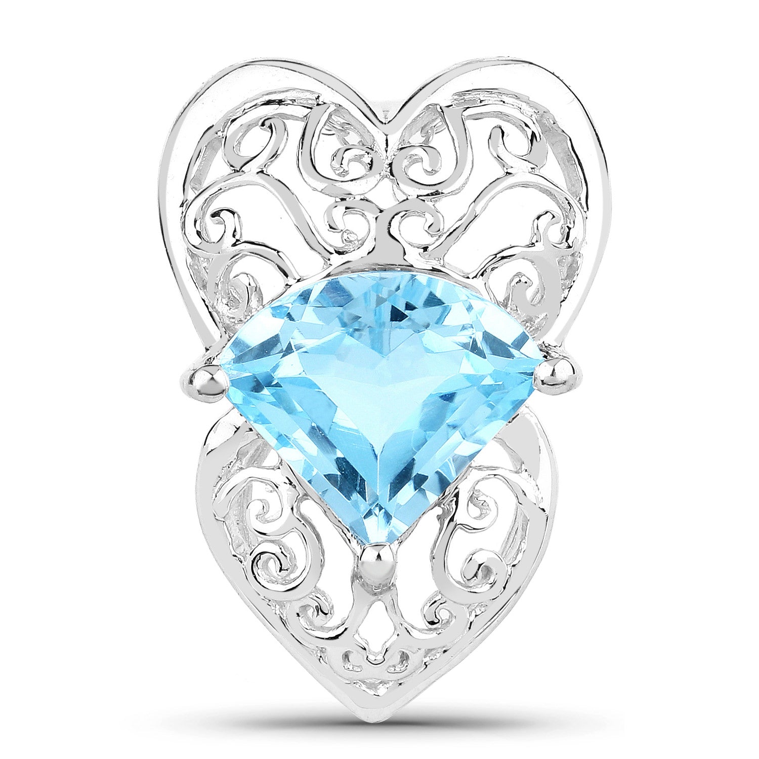 Swiss Blue Topaz Pendant 4.64 Carats Sterling Silver