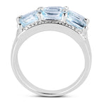 Blue Topaz Ring 3.58 Carats Sterling Silver