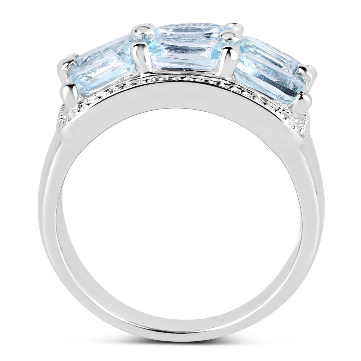 Blue Topaz Ring 3.58 Carats Sterling Silver