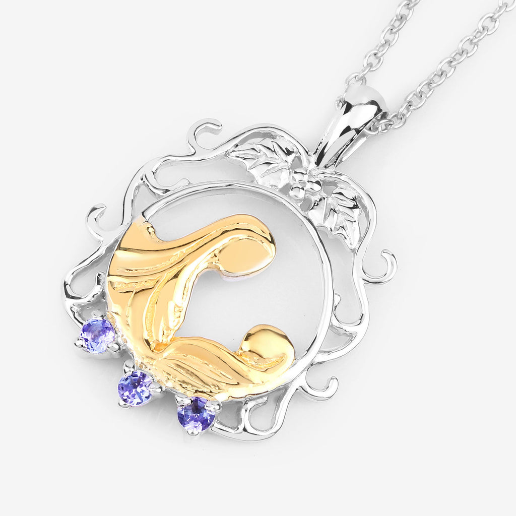 Tanzanite Mom Pendant 0.1 Carats Gold Plated Silver