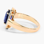 Blue Sapphire Ring With Diamonds 2.7 Carats 18K Yellow Gold