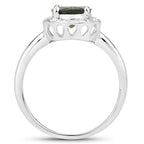 Chrome Diopside Ring With White Topaz 1.86 Carats Sterling Silver