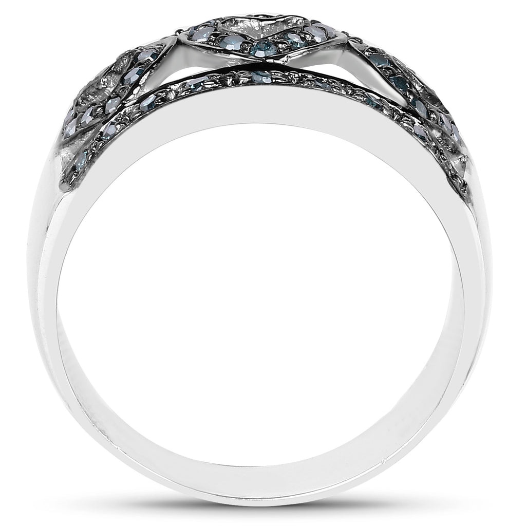 Blue Diamond Heart Ring 0.3 Carats Sterling Silver