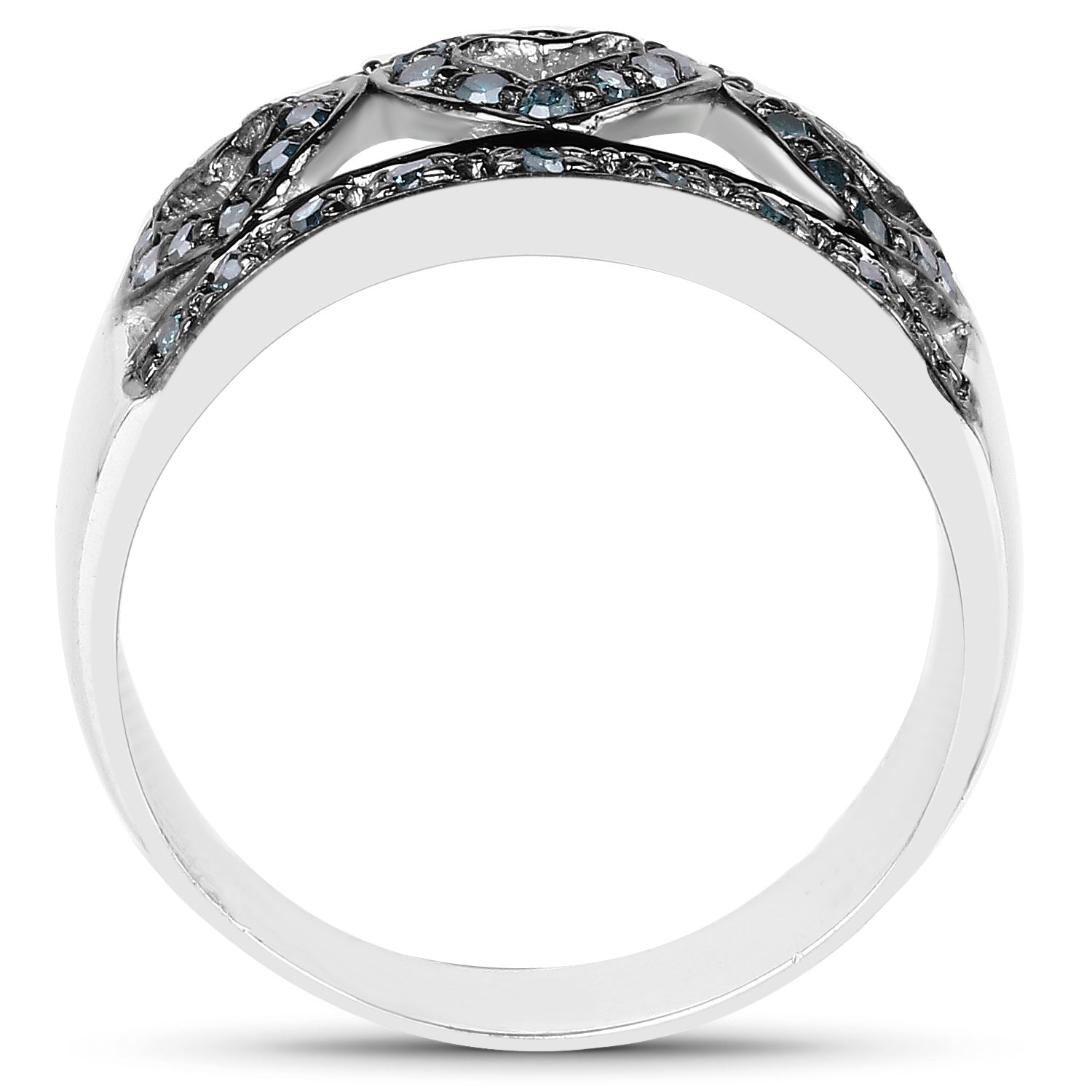Blue Diamond Heart Ring 0.3 Carats Sterling Silver