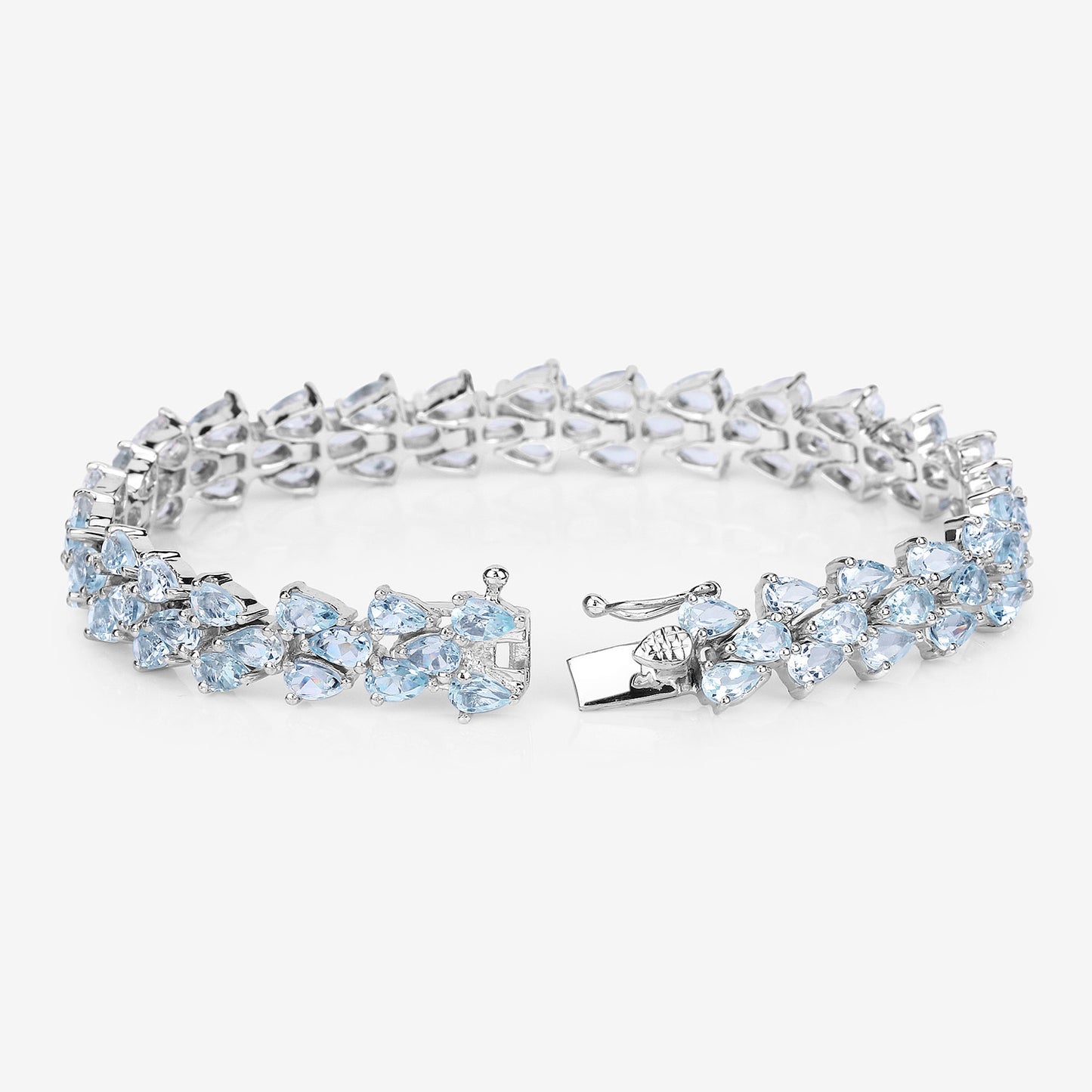 Aquamarine Tennis Bracelet 14.1 Carats Sterling Silver
