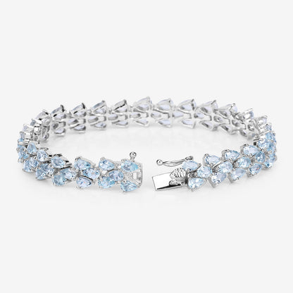 Aquamarine Tennis Bracelet 14.1 Carats Sterling Silver