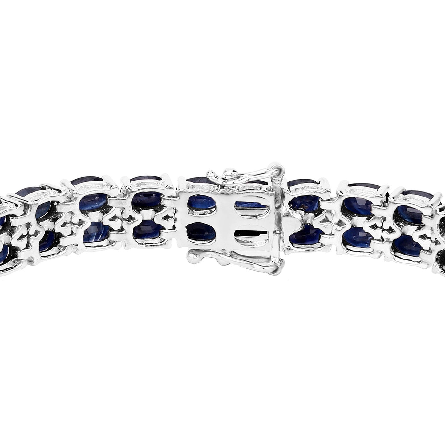 Dark Blue Sapphire Bracelet 28.80 Carats Sterling Silver