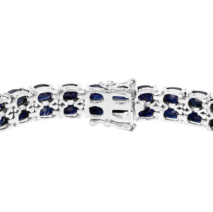 Dark Blue Sapphire Bracelet 28.80 Carats Sterling Silver
