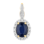 Blue Sapphire Pendant With Diamonds 1.75 Carats 14K Yellow Gold