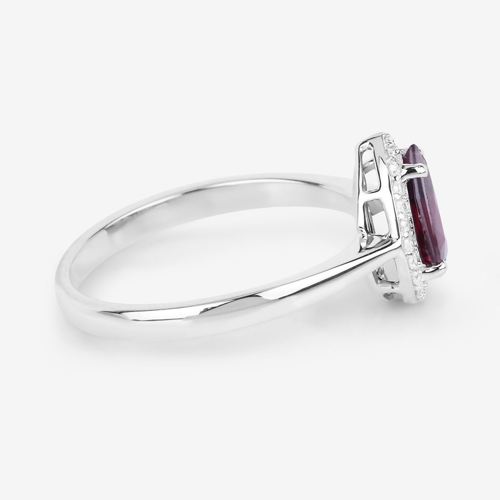 Ruby Ring With Diamonds 1.28 Carats 14K White Gold