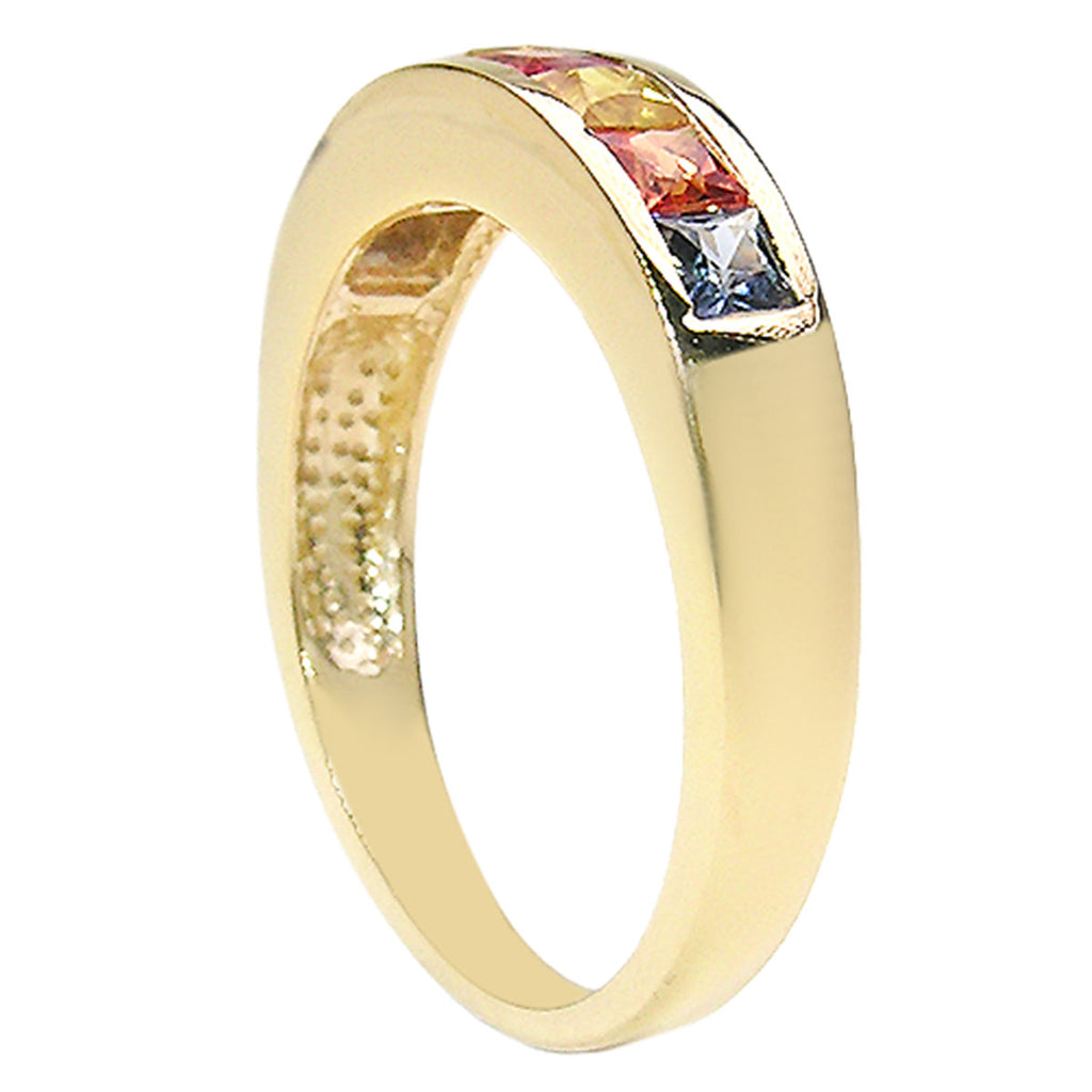 Multicolor Sapphire Ring 1.18 Carats Gold Plated Silver