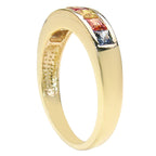 Multicolor Sapphire Ring 1.18 Carats Gold Plated Silver