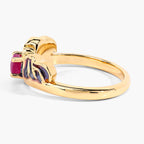 Ruby Bat Ring 0.32 Carats Gold Plated Silver