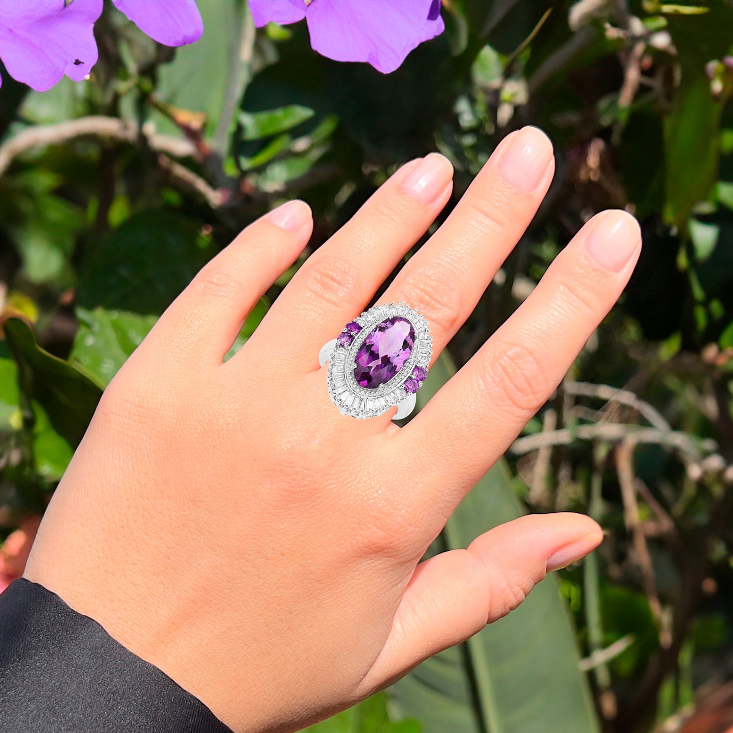 Amethyst Cocktail Ring With White Topaz 7.95 Carats