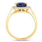 Blue Sapphire Ring With Diamonds 4.48 Carats 18K Yellow Gold